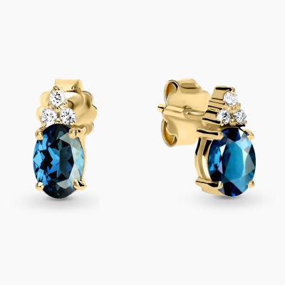 Kolczyki Perugia żółte złoto 585 z topazami London blue i... 2