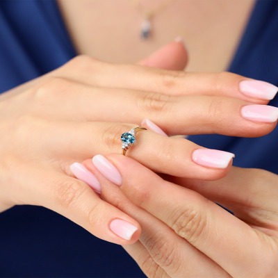 Pierścionek zaręczynowy Perugia żółte i białe złoto 585 z... 2