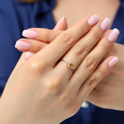 Pierścionek zaręczynowy Perugia żółte i białe złoto 585 z... 2