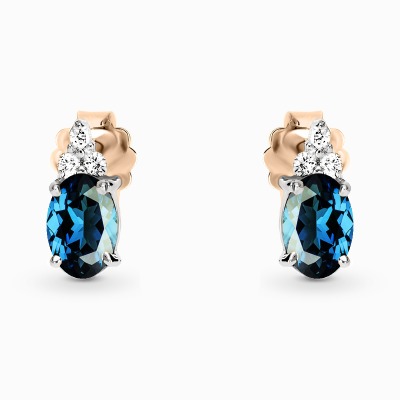 Kolczyki Perugia różowe i białe  złoto 585 z topazami...