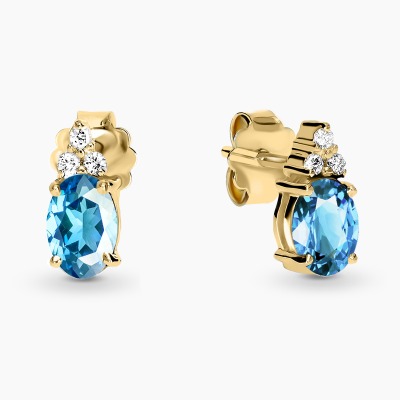 Kolczyki Perugia żółte złoto 585 z topazami swiss i... 2