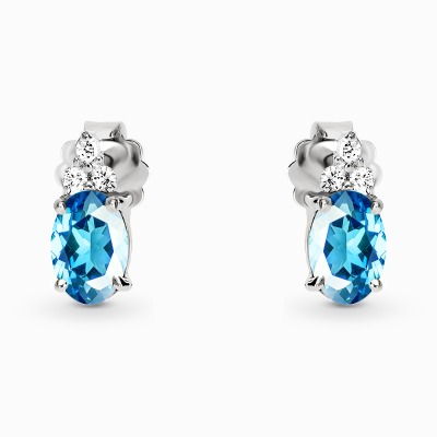 Kolczyki Perugia białe złoto 585 z topazami swiss i...