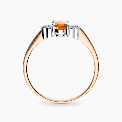 Pierścionek zaręczynowy Perugia różowe i białe złoto 585 z cytrynem i brylantami 0,05 ct