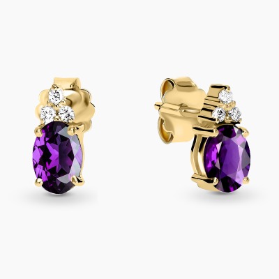 Kolczyki Perugia żółte złoto 585 z ametystami i... 2