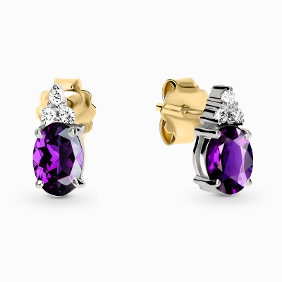 Kolczyki Perugia żółte i białe złoto 585 z ametystami i... 2
