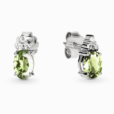 Kolczyki Perugia białe złoto 585 z oliwinami i brylantami... 2