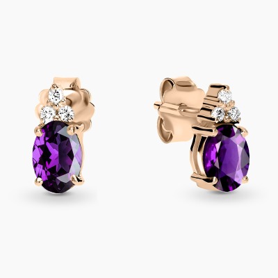 Kolczyki Perugia różowe złoto 585 z ametystami i... 2