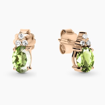 Kolczyki Perugia różowe złoto 585 z oliwinami i... 2
