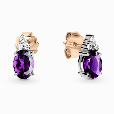 Kolczyki Perugia różowe i białe złoto 585 z ametystami i... 2