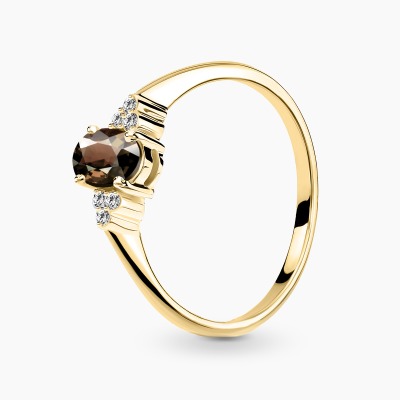 Pierścionek zaręczynowy Perugia żółte złoto 585 z kwarcem...