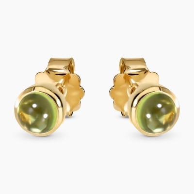 Kolczyki z żółtego złota 585 z oliwinami 0,67 ct w pełnej...