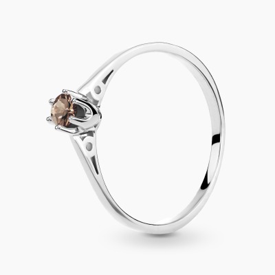 Pierścionek zaręczynowy Siena białe złoto 585 z kwarcem...