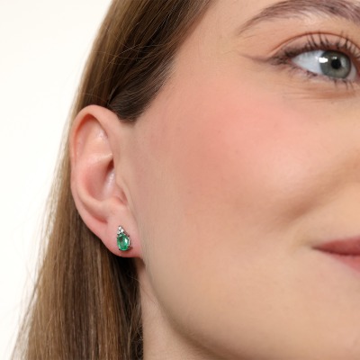Kolczyki Perugia żółte i białe złoto 585 ze szmaragdami i... 2