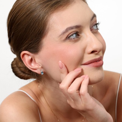 Kolczyki Perugia białe złoto 585 z topazami swiss i... 2