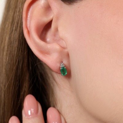 Kolczyki Perugia białe złoto 585 ze szmaragdami i... 2