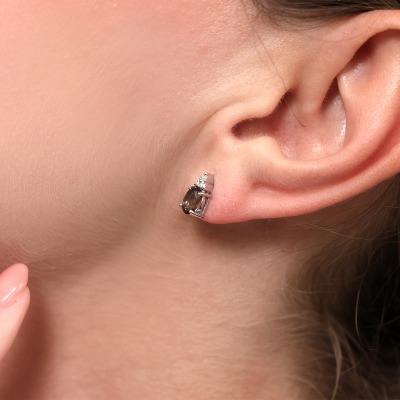 Kolczyki Perugia różowe i białe złoto 585 z kwarcami... 2