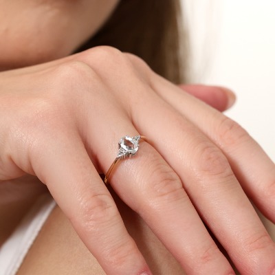 Pierścionek zaręczynowy Perugia różowe i białe złoto 585... 2