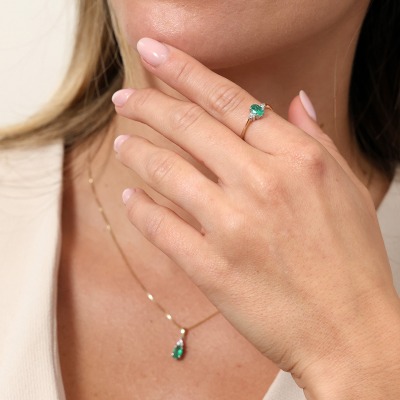 Pierścionek zaręczynowy Perugia różowe i białe złoto 585... 2