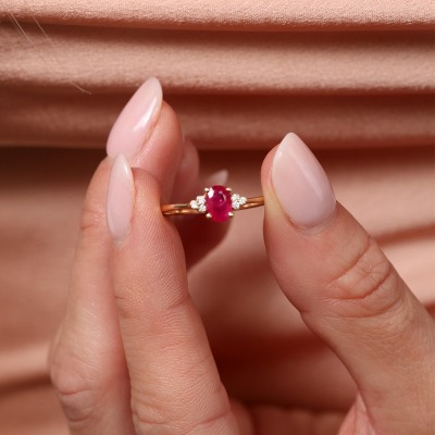 Pierścionek zaręczynowy Perugia różowe złoto 585 z... 2