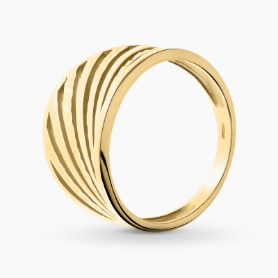 Pierścionek okazały z żółtego i białego złota 585 ażurowy