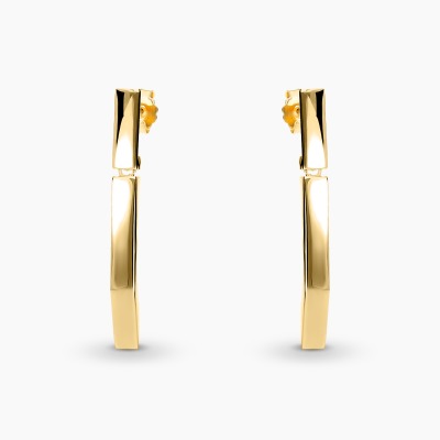Kolczyki długie geometryczne żółte złoto 585