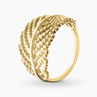 Pierścionek z żółtego złota 585 ażurowy liść