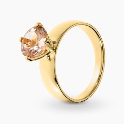 Pierścionek z żółtego złota 585 z okazałym morganitem...