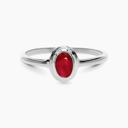 Pierścionek zaręczynowy Portofino z białego złota 585 z rubinem 0,59 ct