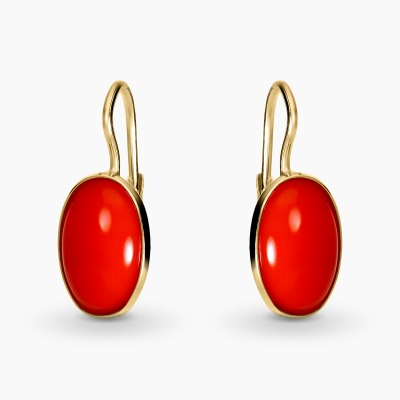 Kolczyki wiszące z żółtego złota 750 z owalnymi okazałymi...