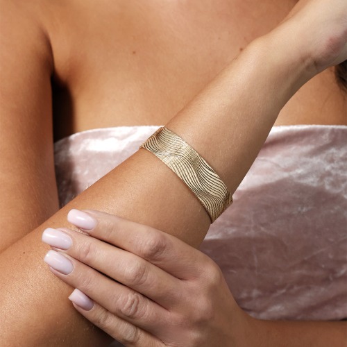 Bransoletka z żółtego złota 585 szeroka dł. 19 cm