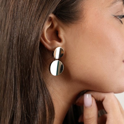 Kolczyki wiszące geometryczne żółte złoto 585 2