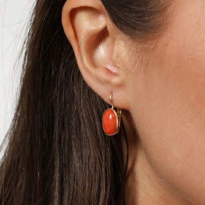 Kolczyki wiszące z żółtego złota 750 z owalnymi okazałymi... 2