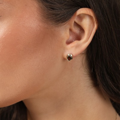 Kolczyki żółte złoto 585 Portofino z kwarcem dymnym 0,79 ct 2