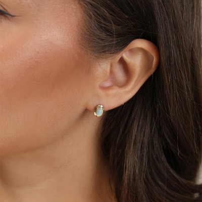 Kolczyki Portofino z żółtego złota 585 z opalami 2