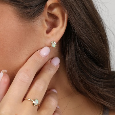 Kolczyki Portofino żółte złoto 585 z opalami 0,61 ct 2