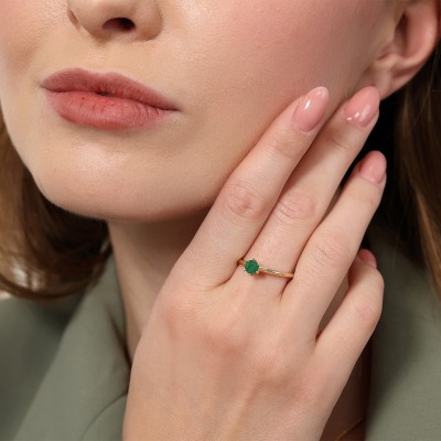 Pierścionek żółte złoto 585 Torino ze szmaragdem 0,27 ct... 2