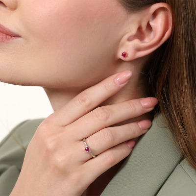 Pierścionek białe złoto 585 Torino z rubinem 0,32 ct i... 2