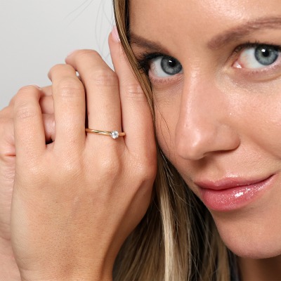 Pierścionek dwukolorowe złoto 585 Torino z brylantem 0,24... 2