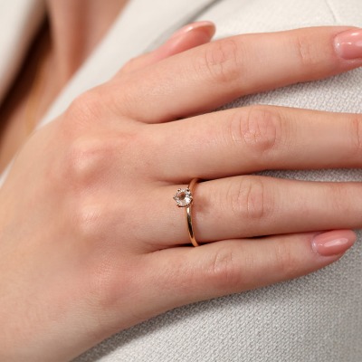 Pierścionek zaręczynowy Torino różowe złoto 585 z... 2