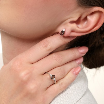 Pierścionek zaręczynowy Perugia białe złoto 585 z kwarcem... 2