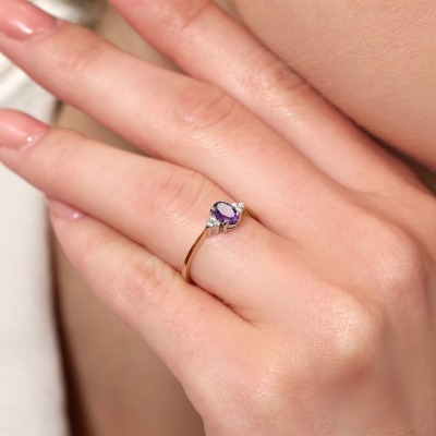 Pierścionek zaręczynowy Perugia różowe i białe złoto 585... 2