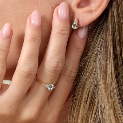 Pierścionek zaręczynowy Perugia różowe i białe złoto 585... 2