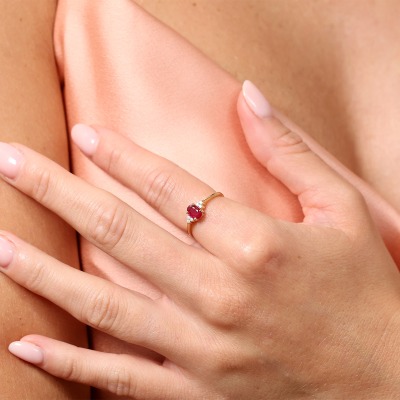 Pierścionek zaręczynowy Perugia z żółtego złota 585 z... 2