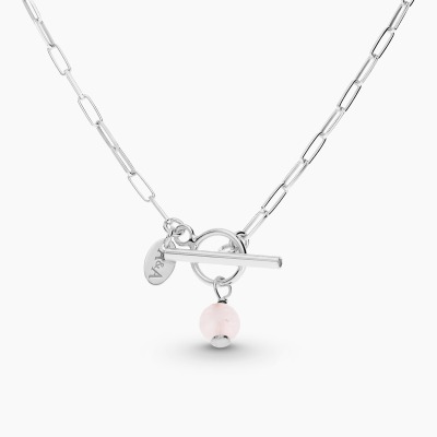 Naszyjnik Sphere srebrny splot ankier z wiszącym różowym...