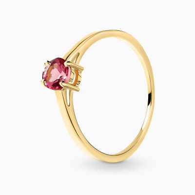 Pierścionek z żółtego złota 585 z różowym turmalinem 0,49 ct