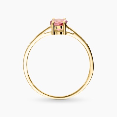 Pierścionek z żółtego złota 585 z różowym turmalinem 0,49 ct 2