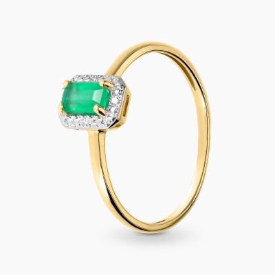 Pierścionek dwukolorowe złoto 585 prostokątna korona ze...