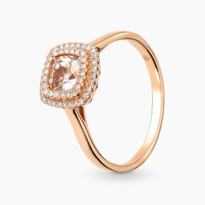 Pierścionek z różowego złota 585 z morganitem 0,51 ct i...