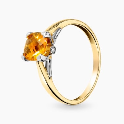 Pierścionek z dwukolorowego złota 585 z cytrynem 1,29 ct...