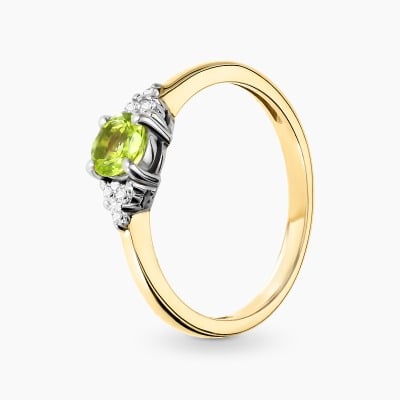 Pierścionek z dwukolorowego złota 585 z oliwinem 0,42 ct...